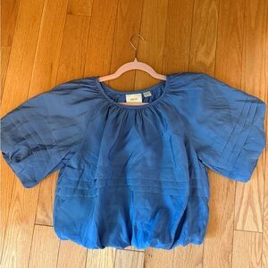 Anthropologie Maeve Short Sleeve Bubble Tiered Top